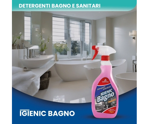 Igienic Bagno - Detergente Igienizzante Anticalcare Antiacqua per Bagno e Rubinetteria 750 ML - CT DA 12 PZ