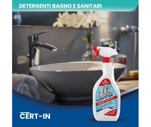 Cert-in – Detergente Disincrostante Anticalcare Igienizzante per Bagno e Superfici 750 ML - CT DA 12 PZ