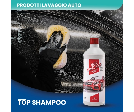 Top Shampoo Auto Professionale con Cera – Effetto Lucidante 1 LT  - CT DA 12 PZ