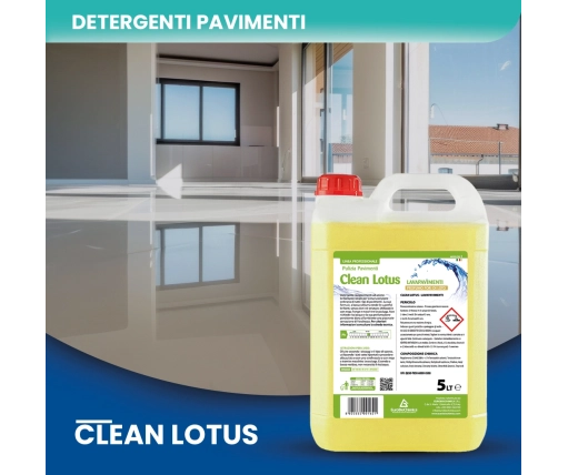 Clean Lotus - Detergente Lavapavimenti Ad Azione Brillantante Profumato ai Fiori di Loto - 5 LT - CT DA 2 PZ